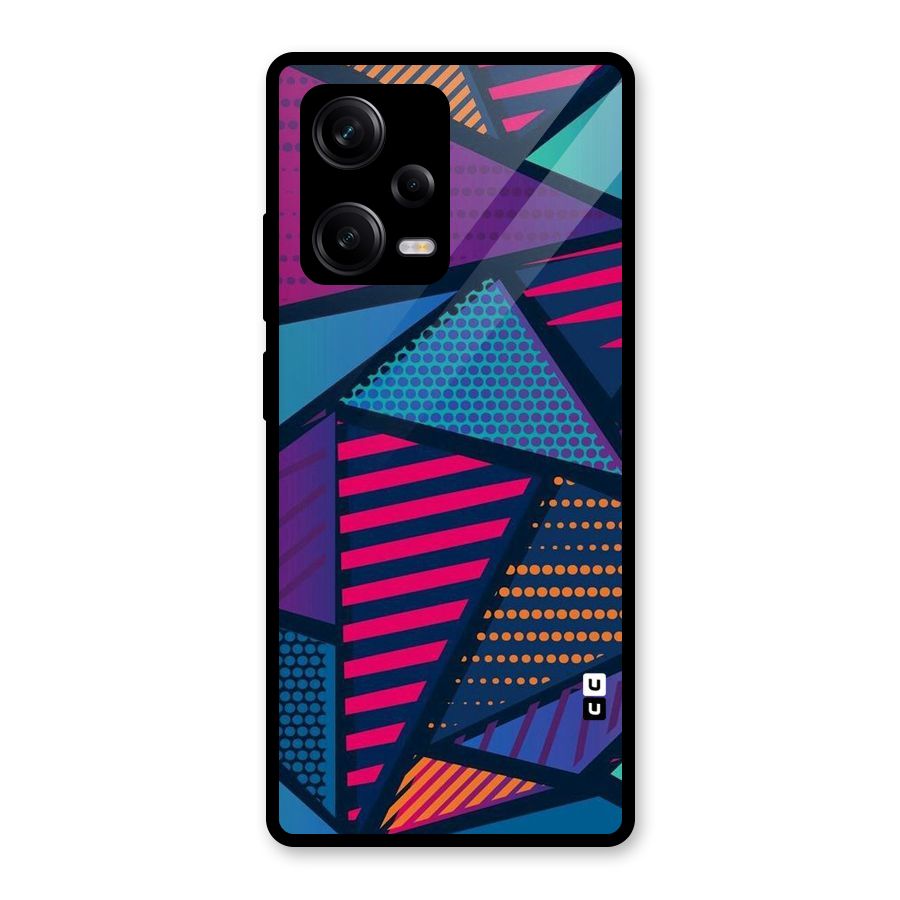 Abstract Lines Polka Glass Back Case for Redmi Note 12 Pro