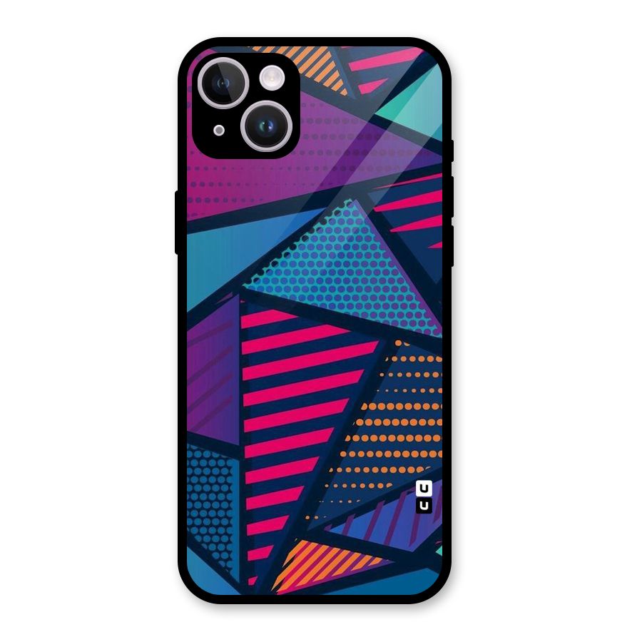 Abstract Lines Polka Glass Back Case for iPhone 14 Plus
