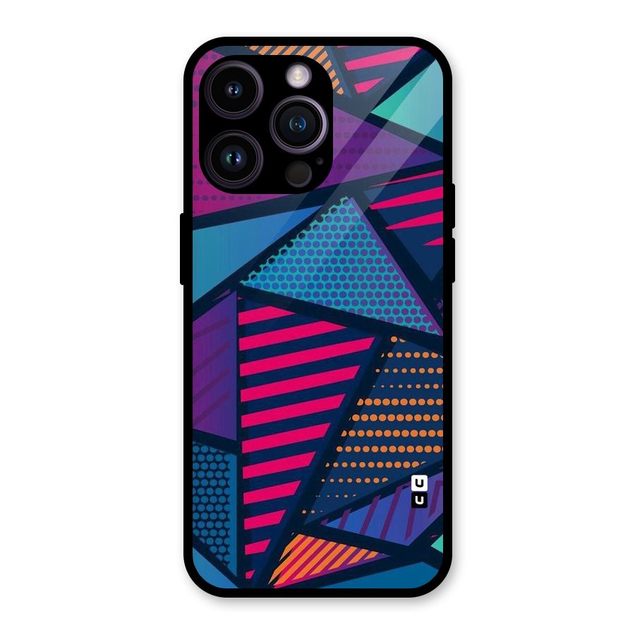 Abstract Lines Polka Glass Back Case for iPhone 14 Pro Max
