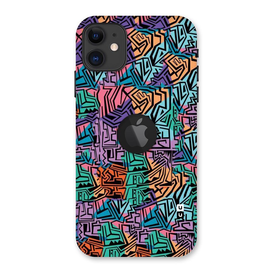 Abstract Lining Colors Back Case for iPhone 11 Logo Cut
