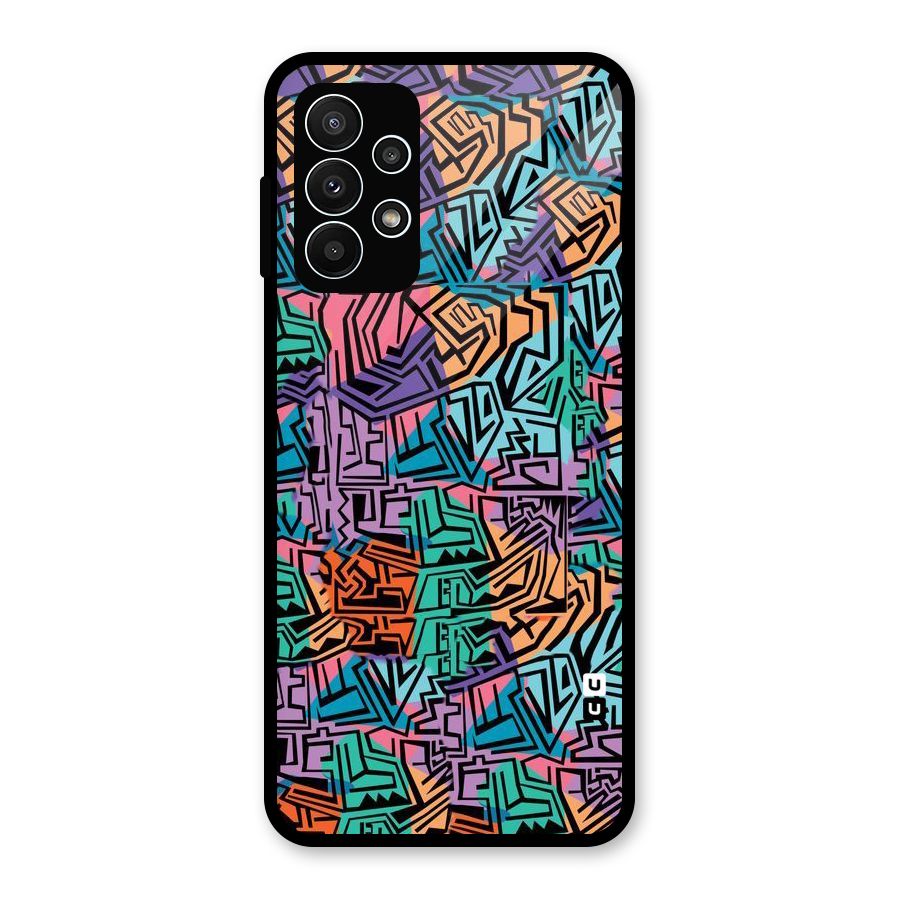 Abstract Lining Colors Glass Back Case for Galaxy A23