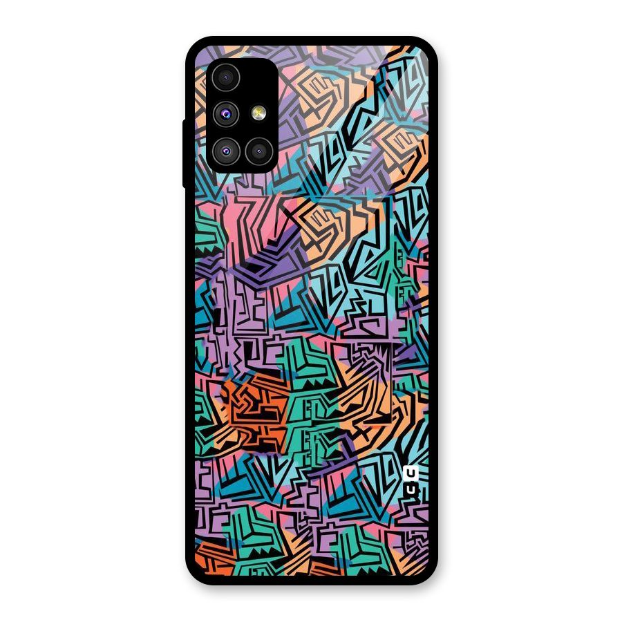 Abstract Lining Colors Glass Back Case for Galaxy M51