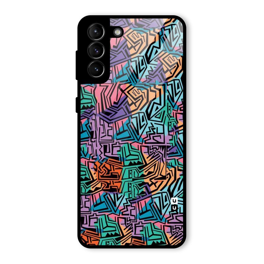 Abstract Lining Colors Glass Back Case for Galaxy S21 Plus