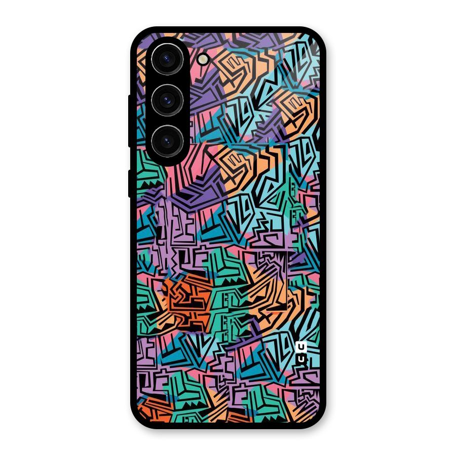 Abstract Lining Colors Glass Back Case for Galaxy S23 Plus