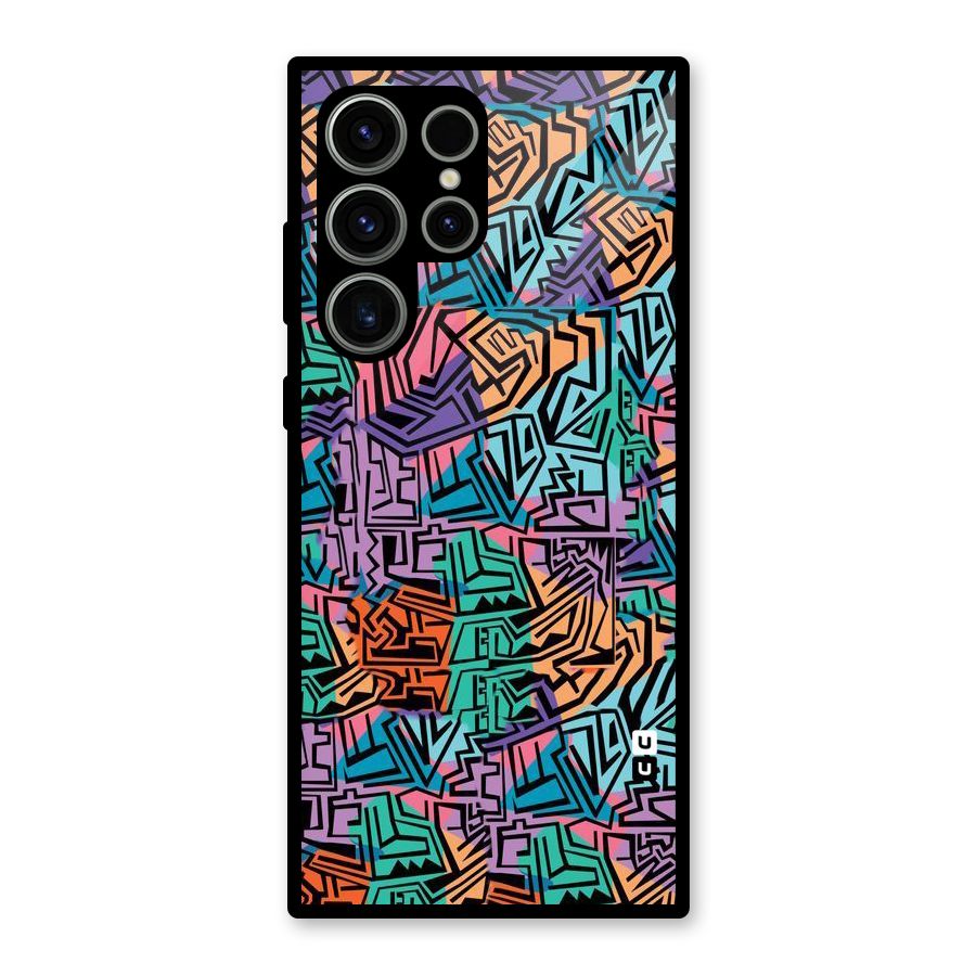 Abstract Lining Colors Glass Back Case for Galaxy S23 Ultra