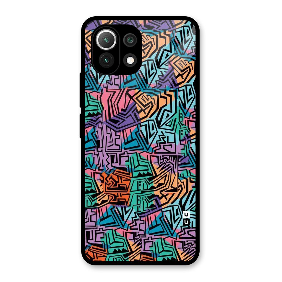 Abstract Lining Colors Glass Back Case for Mi 11 Lite NE 5G