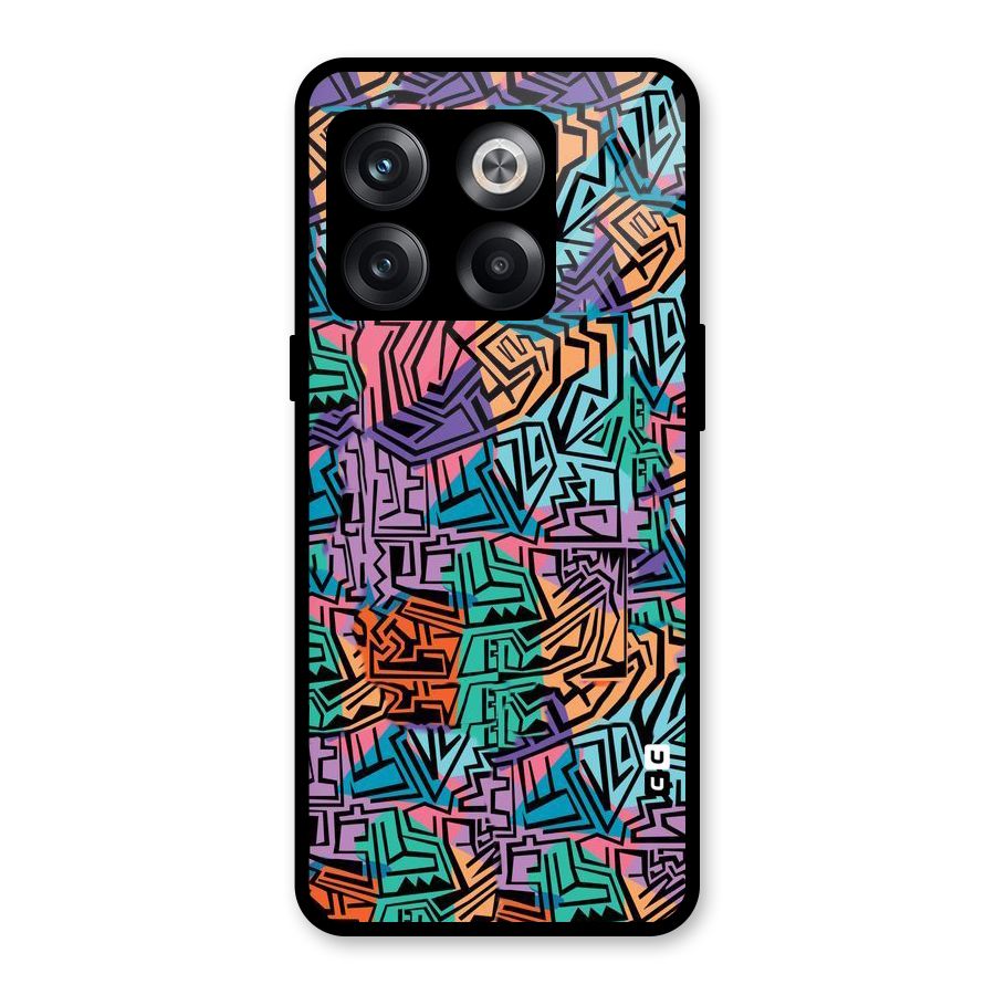 Abstract Lining Colors Glass Back Case for OnePlus 10T