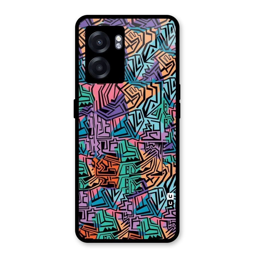 Abstract Lining Colors Glass Back Case for Oppo K10 (5G)
