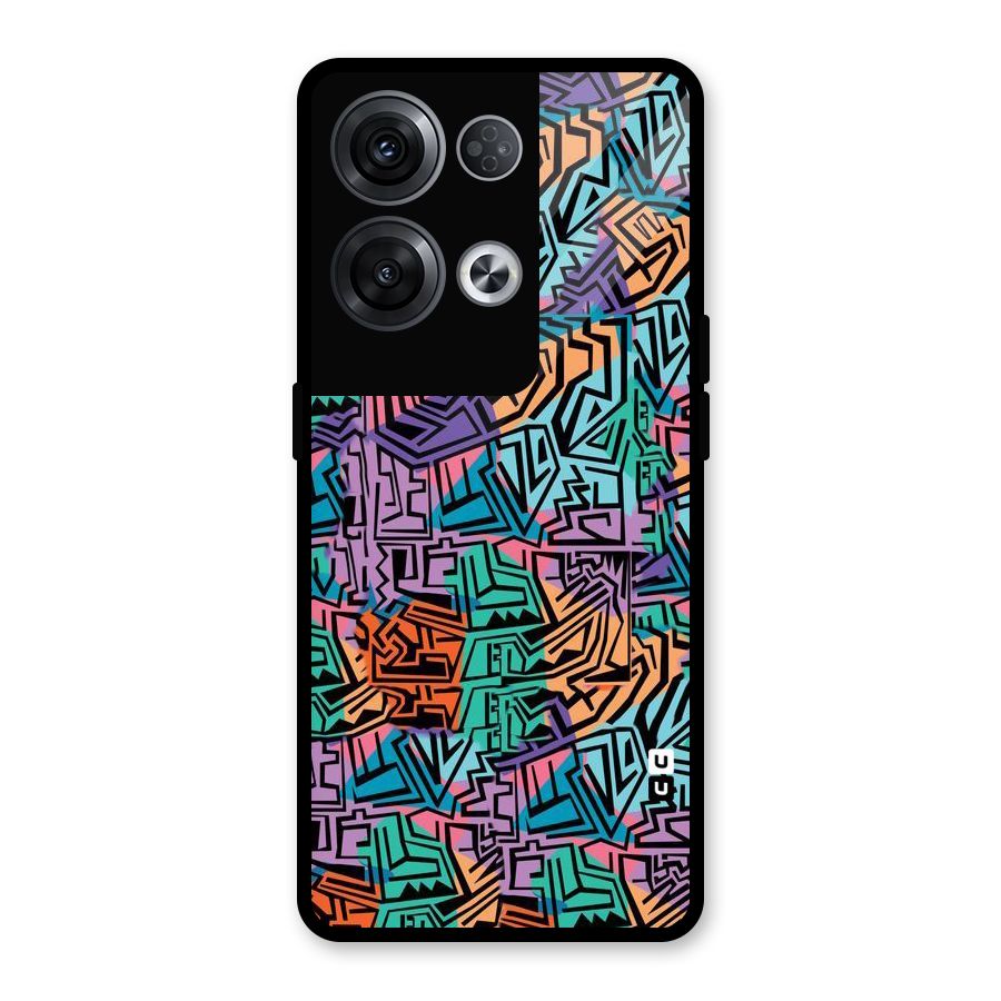 Abstract Lining Colors Glass Back Case for Oppo Reno8 Pro 5G