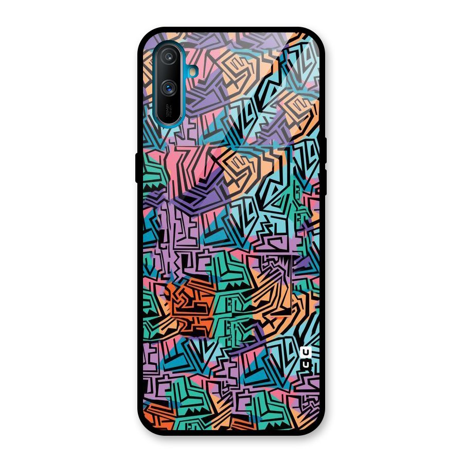 Abstract Lining Colors Glass Back Case for Realme C3