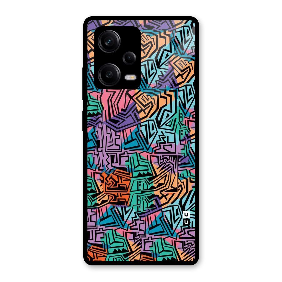 Abstract Lining Colors Glass Back Case for Redmi Note 12 Pro
