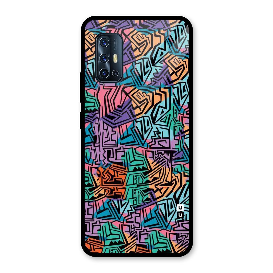 Abstract Lining Colors Glass Back Case for Vivo V17
