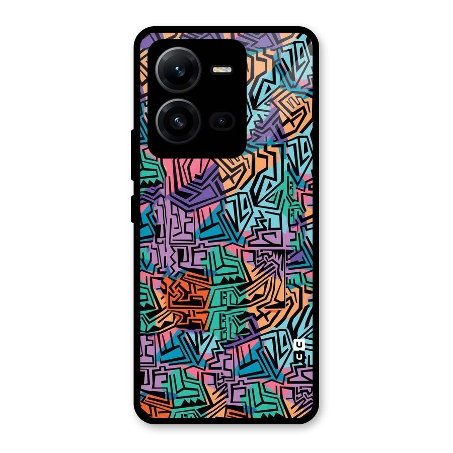 Abstract Lining Colors Glass Back Case for Vivo V25