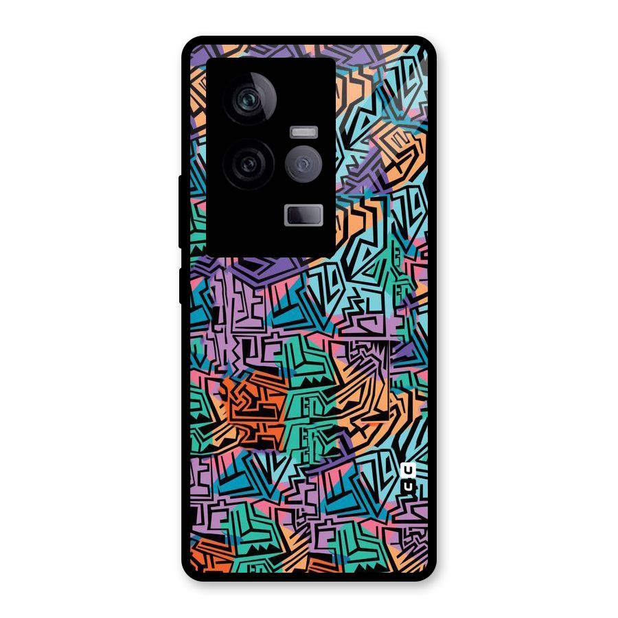 Abstract Lining Colors Glass Back Case for Vivo iQOO 11 5G