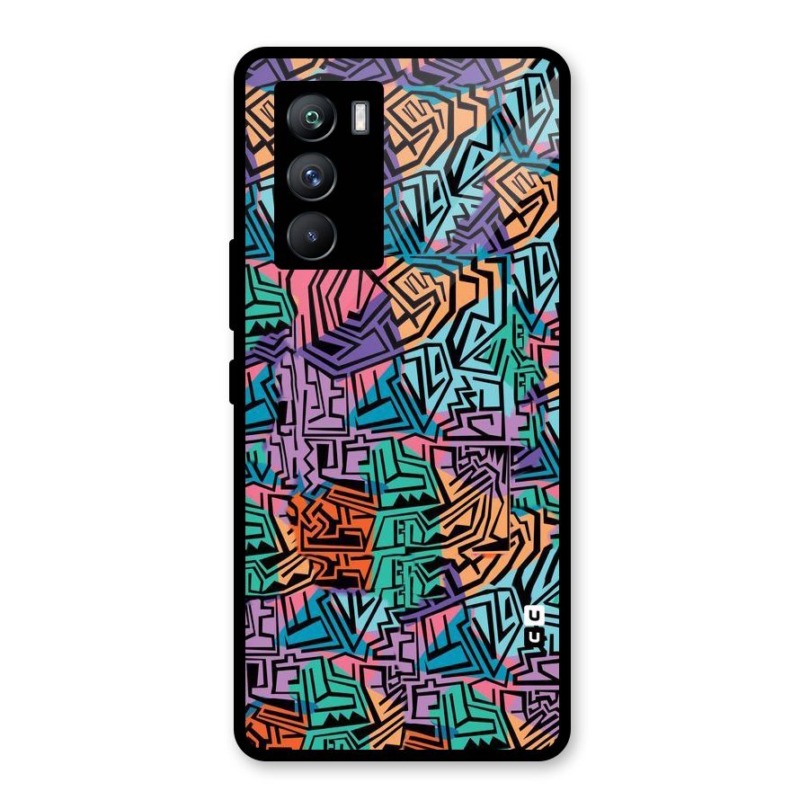 Abstract Lining Colors Glass Back Case for Vivo iQOO 9 SE