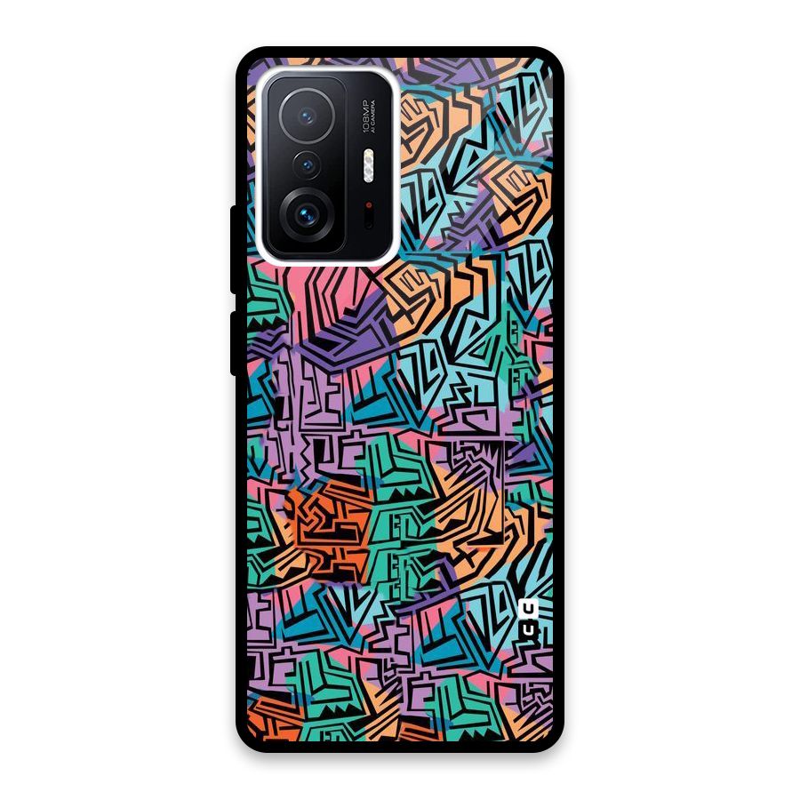 Abstract Lining Colors Glass Back Case for Xiaomi 11T Pro