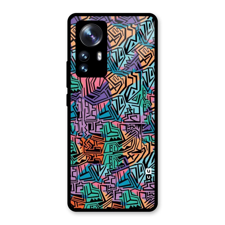 Abstract Lining Colors Glass Back Case for Xiaomi 12 Pro
