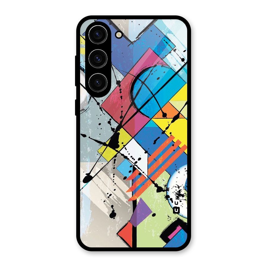 Abstract Paint Shape Glass Back Case for Galaxy S23 Plus