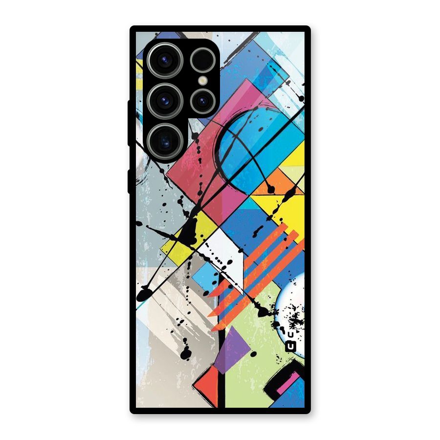Abstract Paint Shape Glass Back Case for Galaxy S23 Ultra