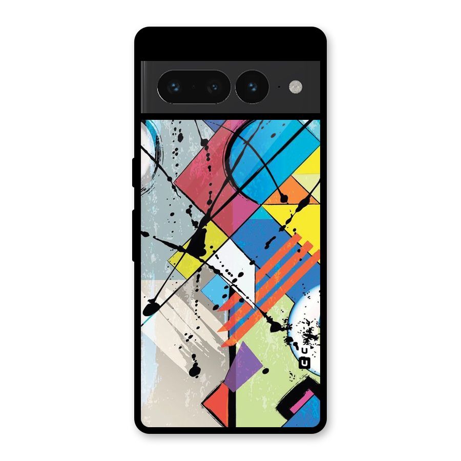 Abstract Paint Shape Glass Back Case for Google Pixel 7 Pro