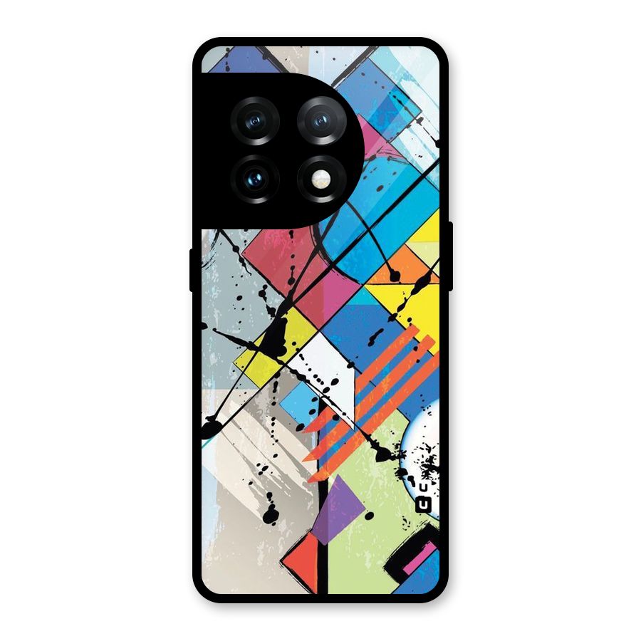 Abstract Paint Shape Glass Back Case for OnePlus 11