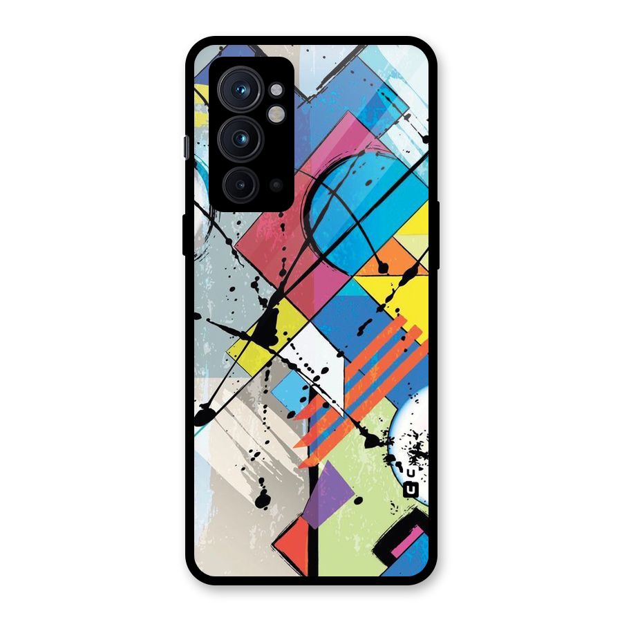 Abstract Paint Shape Glass Back Case for OnePlus 9RT 5G
