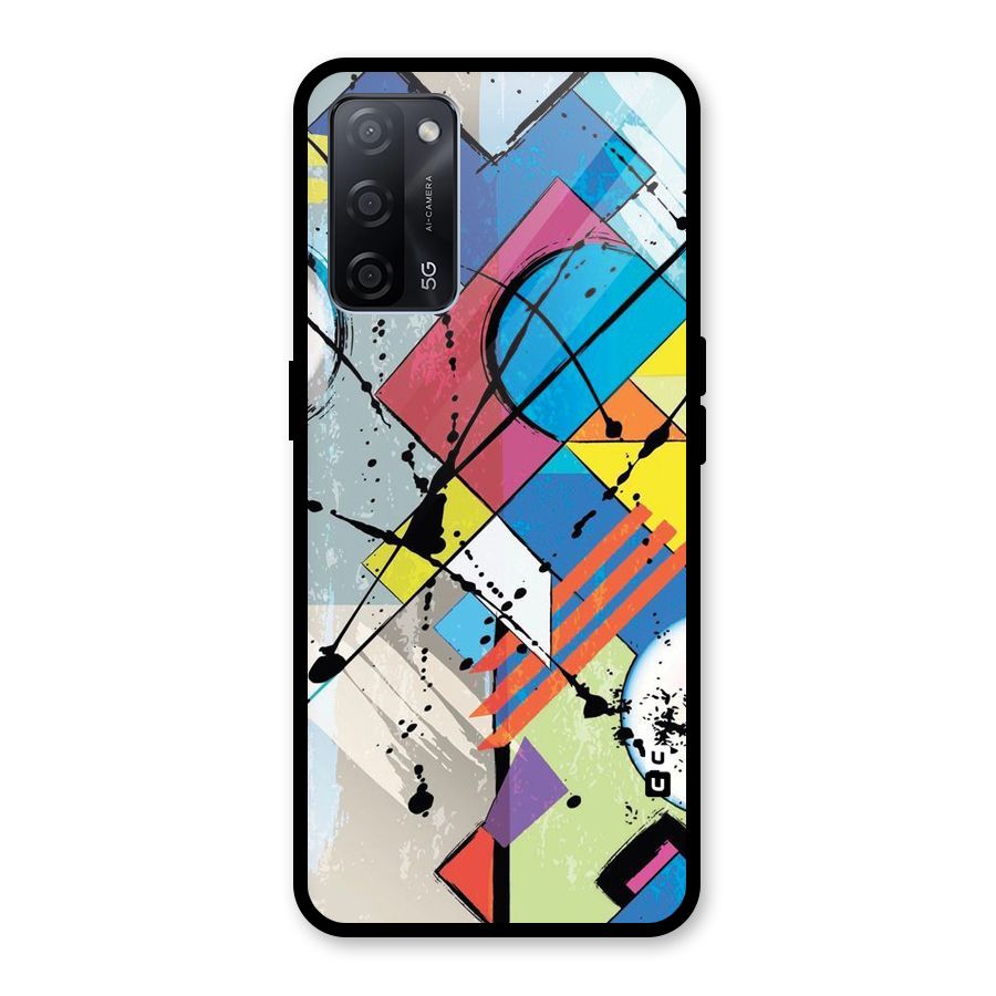 Abstract Paint Shape Glass Back Case for Oppo A53s 5G