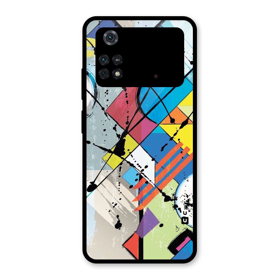 Abstract Paint Shape Glass Back Case for Poco M4 Pro 4G