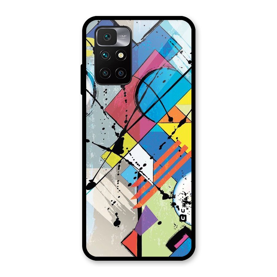Abstract Paint Shape Glass Back Case for Redmi 10 Prime