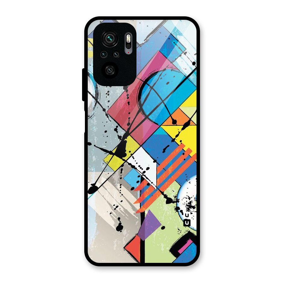 Abstract Paint Shape Glass Back Case for Redmi Note 11 SE