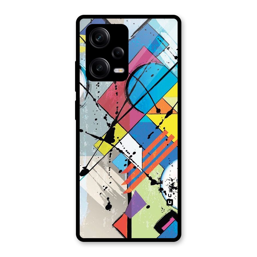 Abstract Paint Shape Glass Back Case for Redmi Note 12 Pro