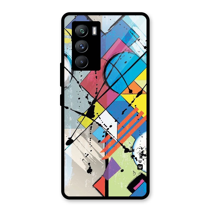 Abstract Paint Shape Glass Back Case for Vivo iQOO 9 SE