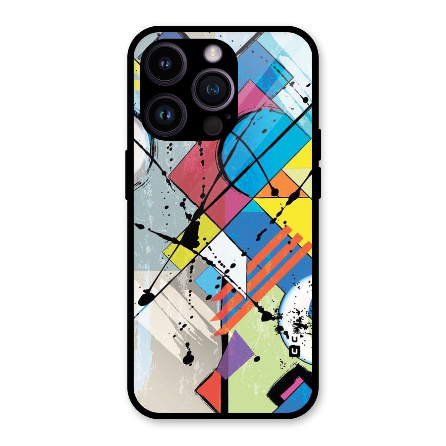 Abstract Paint Shape Glass Back Case for iPhone 14 Pro