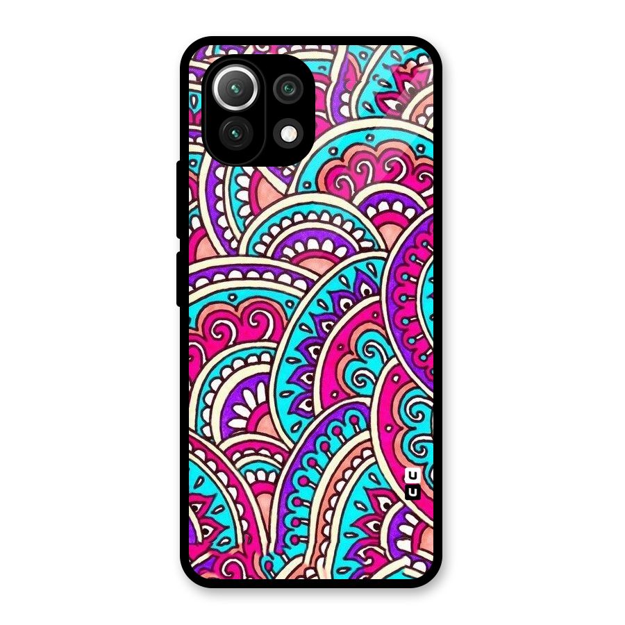 Abstract Rangoli Design Glass Back Case for Mi 11 Lite NE 5G
