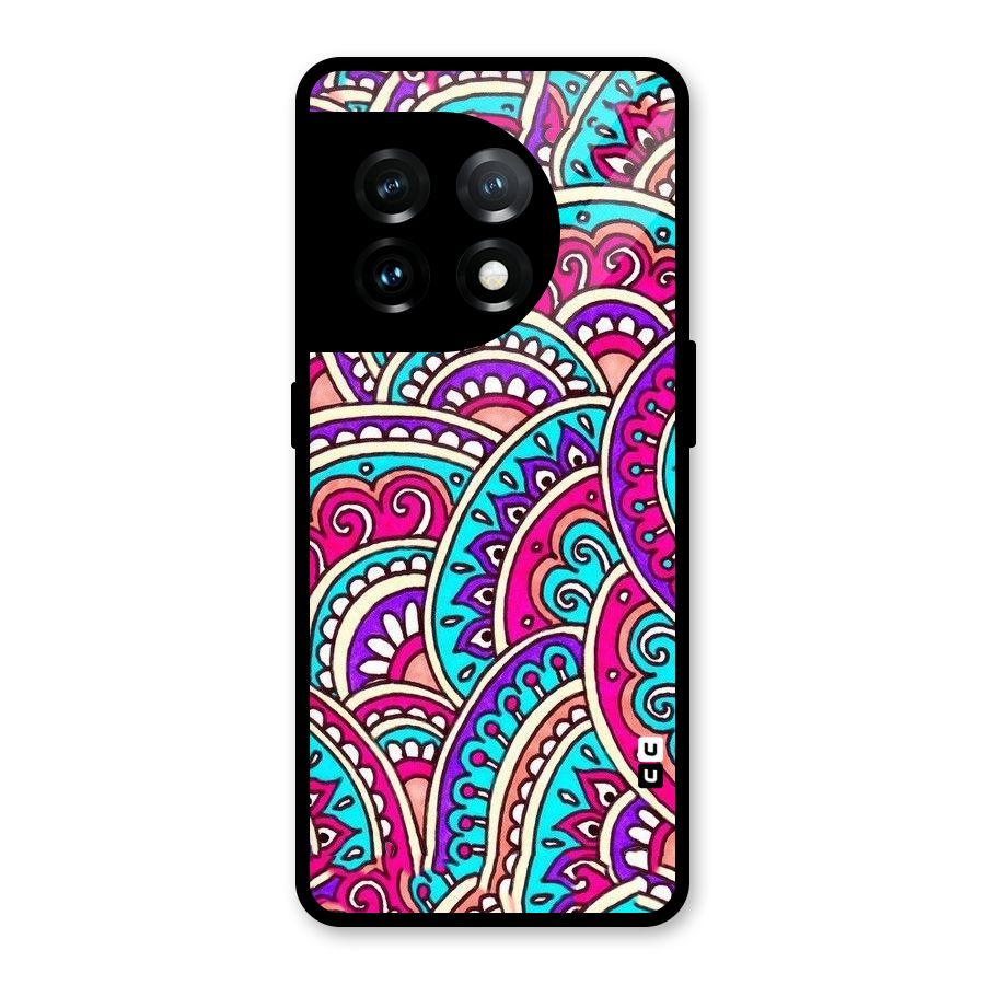 Abstract Rangoli Design Glass Back Case for OnePlus 11