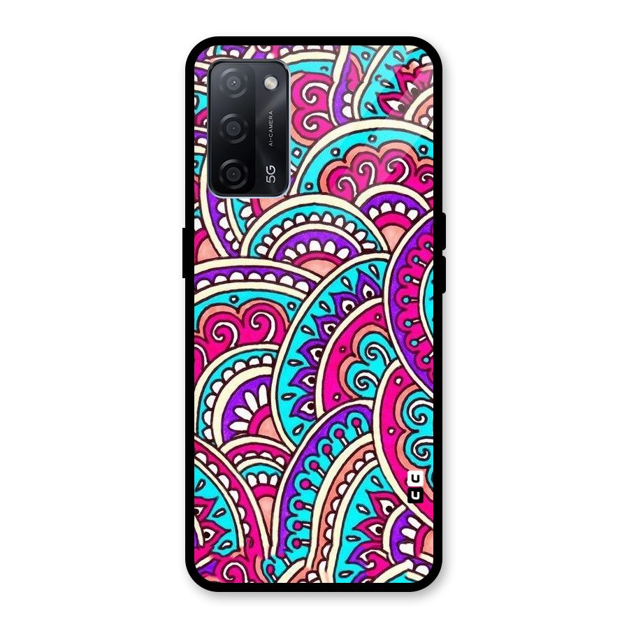 Abstract Rangoli Design Glass Back Case for Oppo A53s 5G