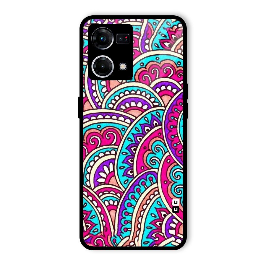 Abstract Rangoli Design Glass Back Case for Oppo F21s Pro 4G