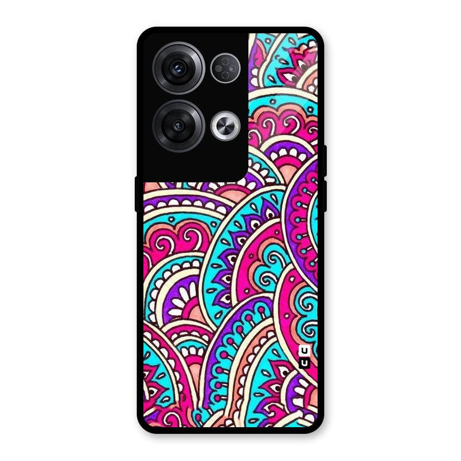Abstract Rangoli Design Glass Back Case for Oppo Reno8 Pro 5G