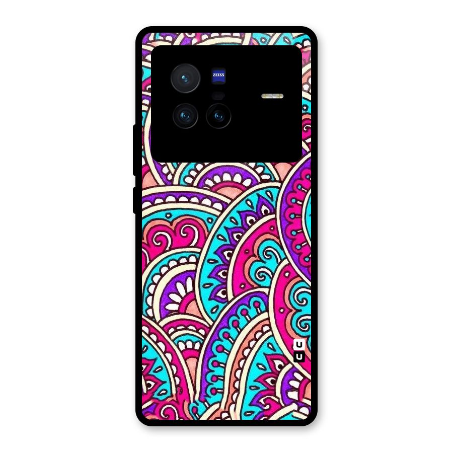 Abstract Rangoli Design Glass Back Case for Vivo X80