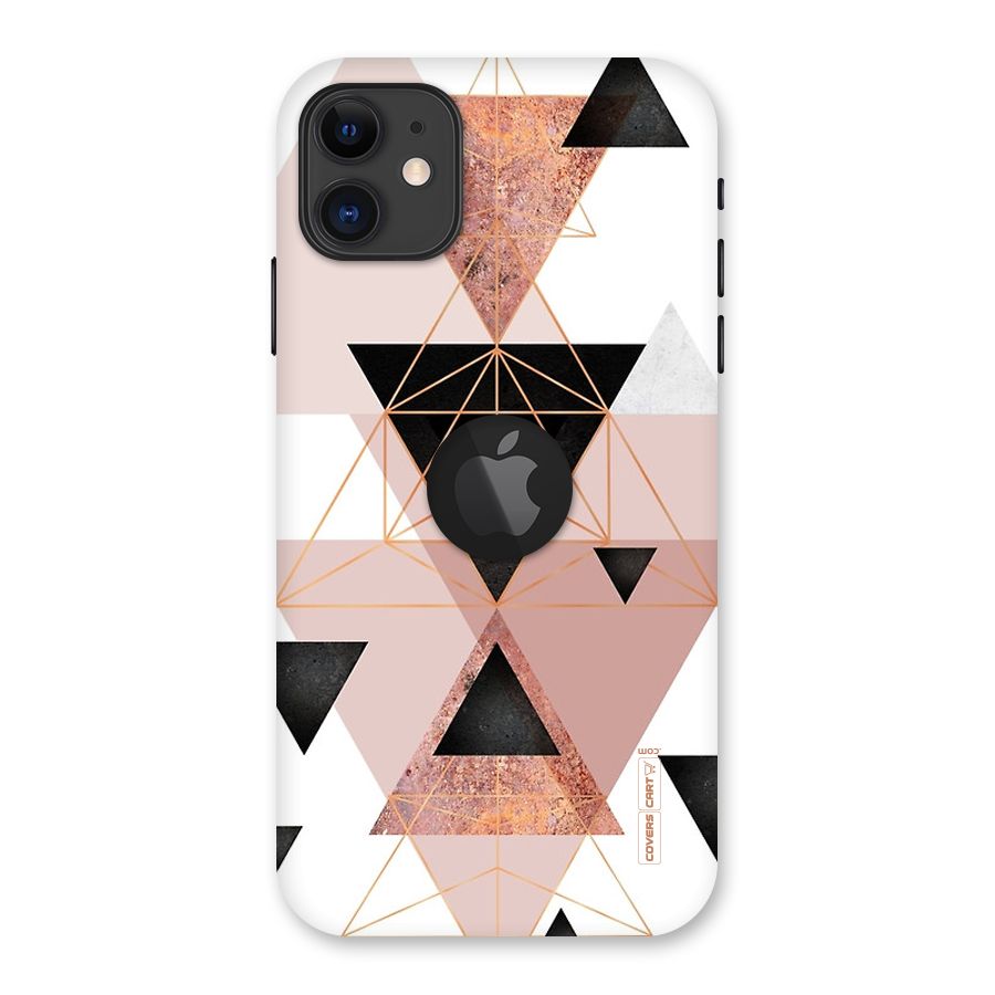 Abstract Rose Gold Triangles Back Case for iPhone 11 Logo Cut