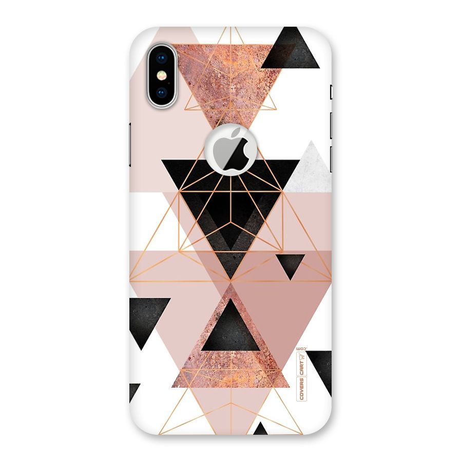 Abstract Rose Gold Triangles Back Case for iPhone XS Logo Cut