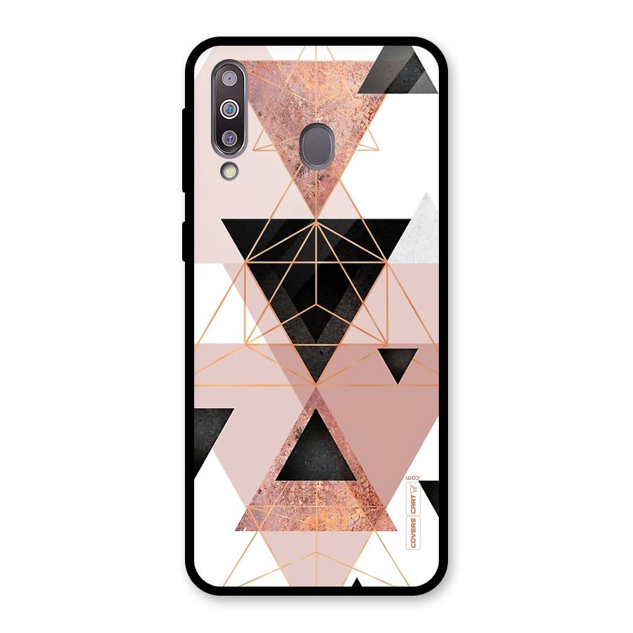 Abstract Rose Gold Triangles Glass Back Case for Galaxy M30