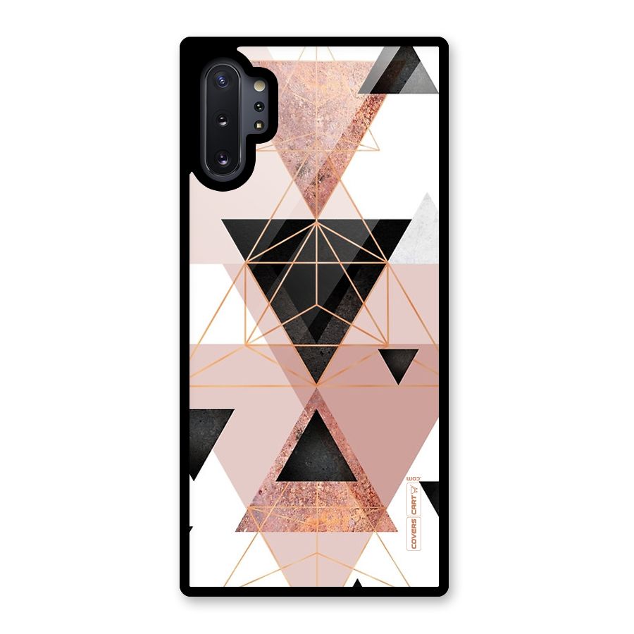 Abstract Rose Gold Triangles Glass Back Case for Galaxy Note 10 Plus