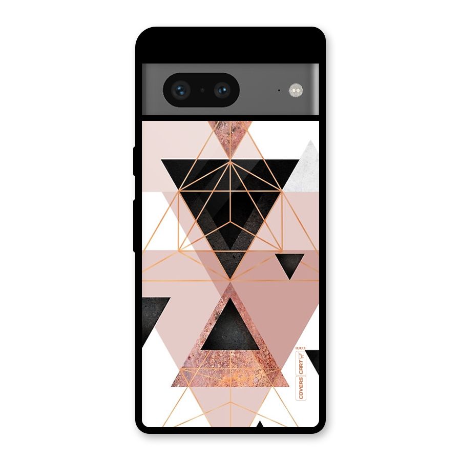 Abstract Rose Gold Triangles Glass Back Case for Google Pixel 7