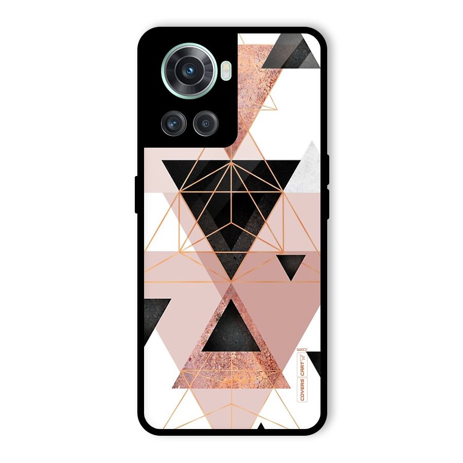 Abstract Rose Gold Triangles Glass Back Case for OnePlus 10R