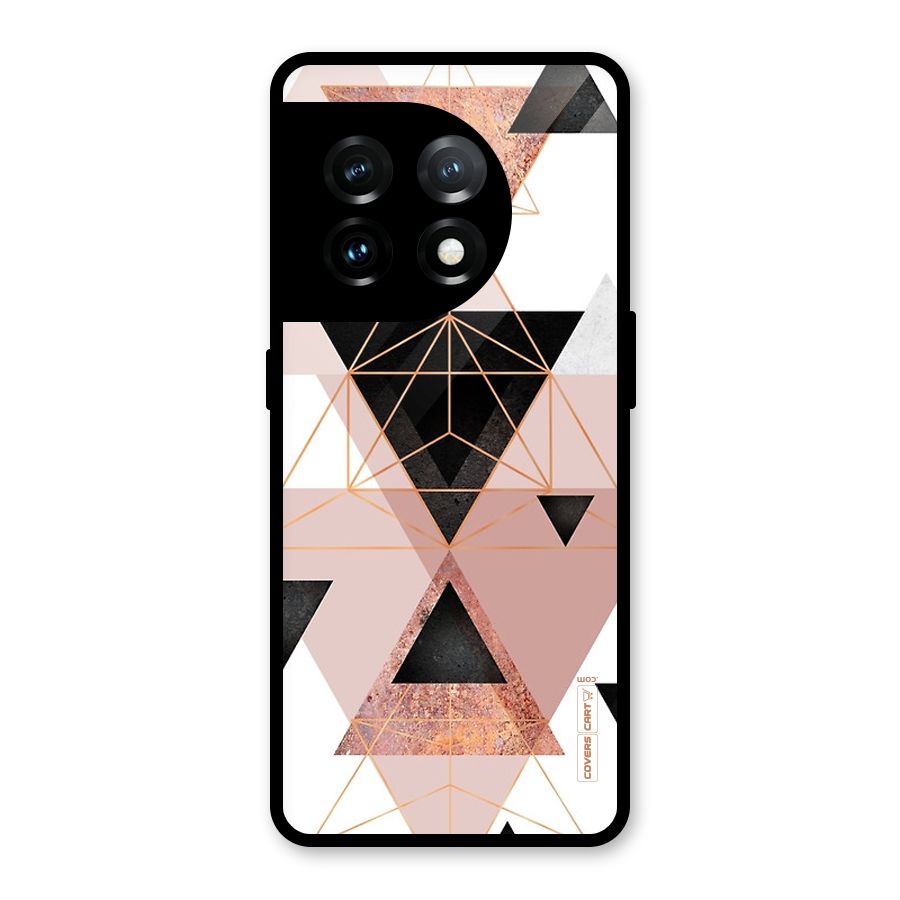 Abstract Rose Gold Triangles Glass Back Case for OnePlus 11