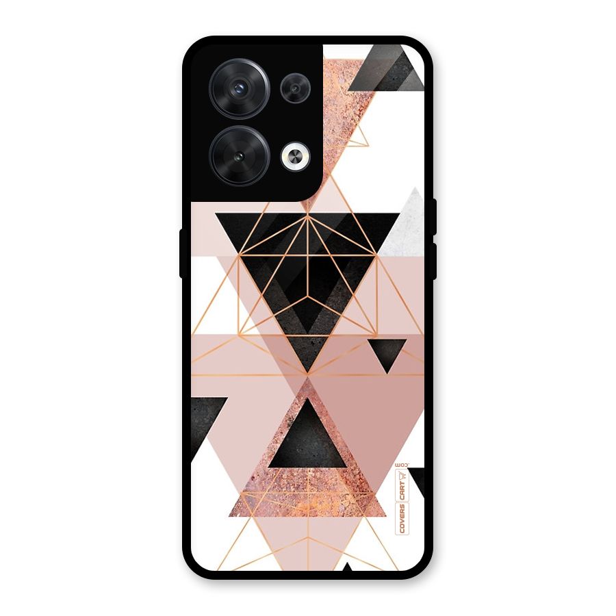 Abstract Rose Gold Triangles Glass Back Case for Oppo Reno8 5G