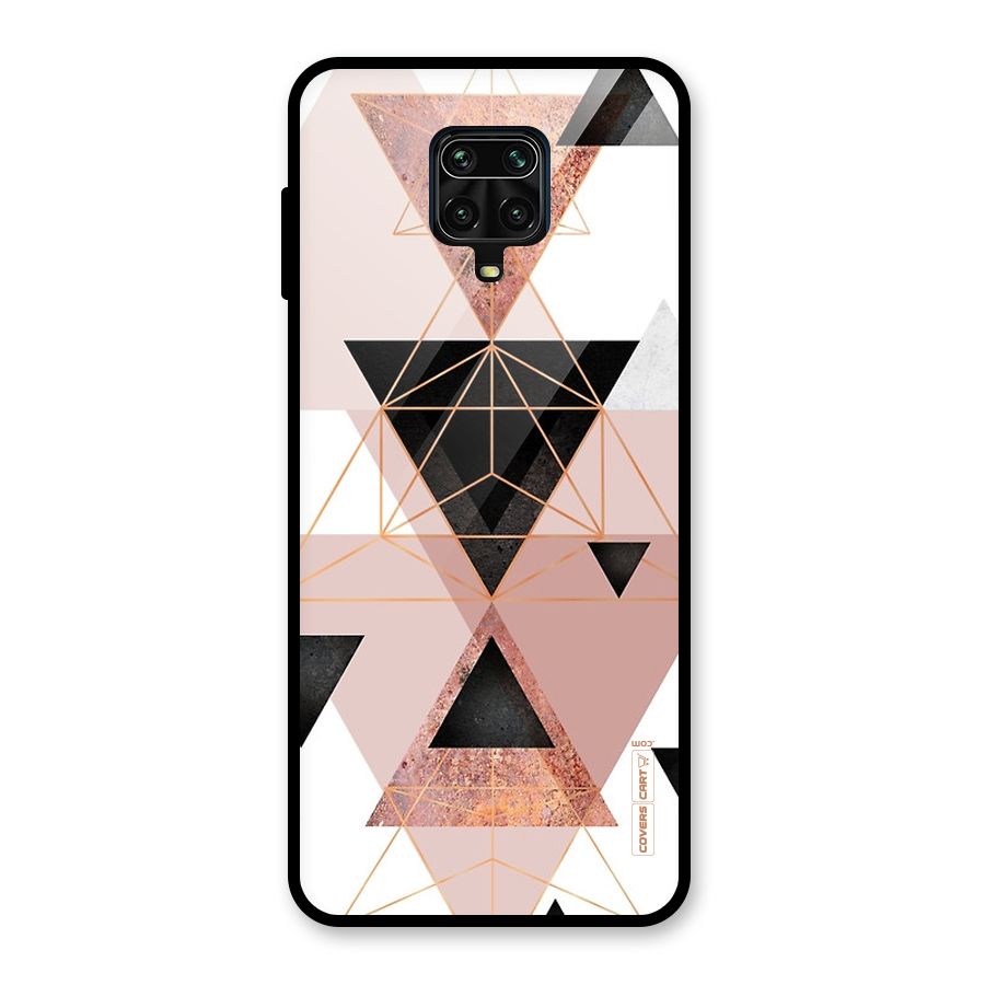 Abstract Rose Gold Triangles Glass Back Case for Poco M2 Pro
