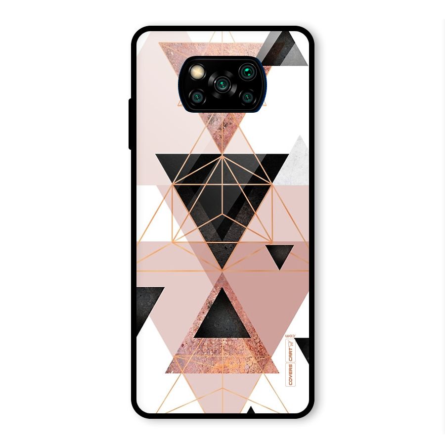 Abstract Rose Gold Triangles Glass Back Case for Poco X3 Pro