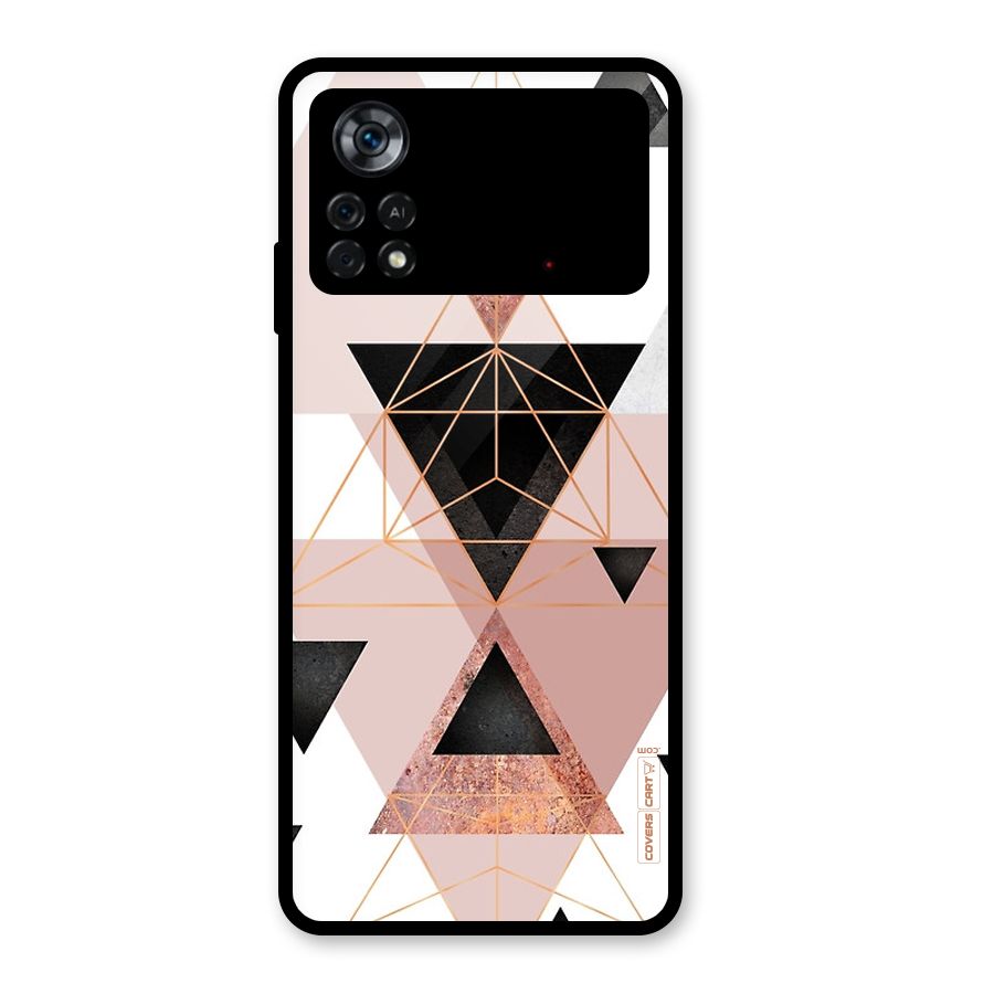 Abstract Rose Gold Triangles Glass Back Case for Poco X4 Pro 5G